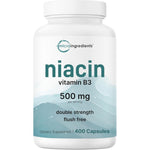 Micro Ingredients Niacin 500mg 400 Capsules front bottle view
