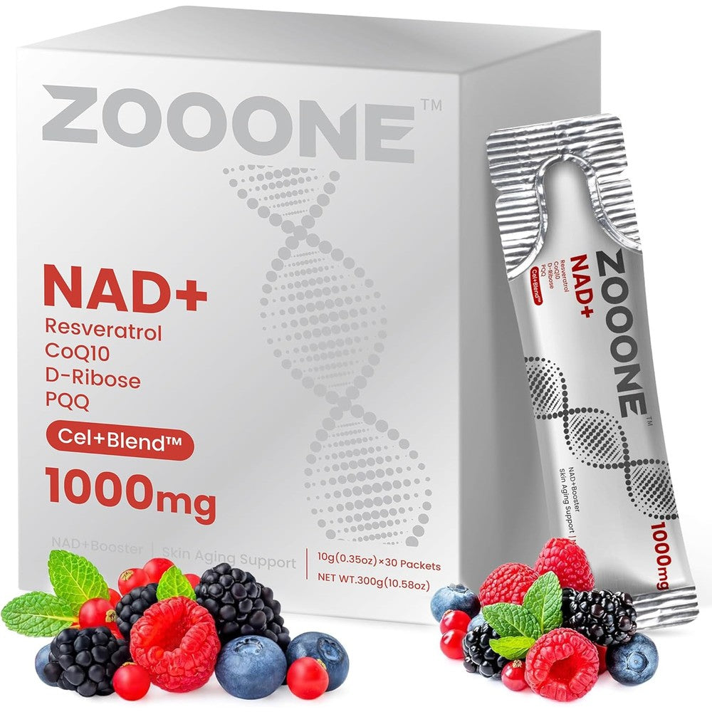 Zooone NAD+ Supplement bottle with 30 capsules for energy and DNA repair