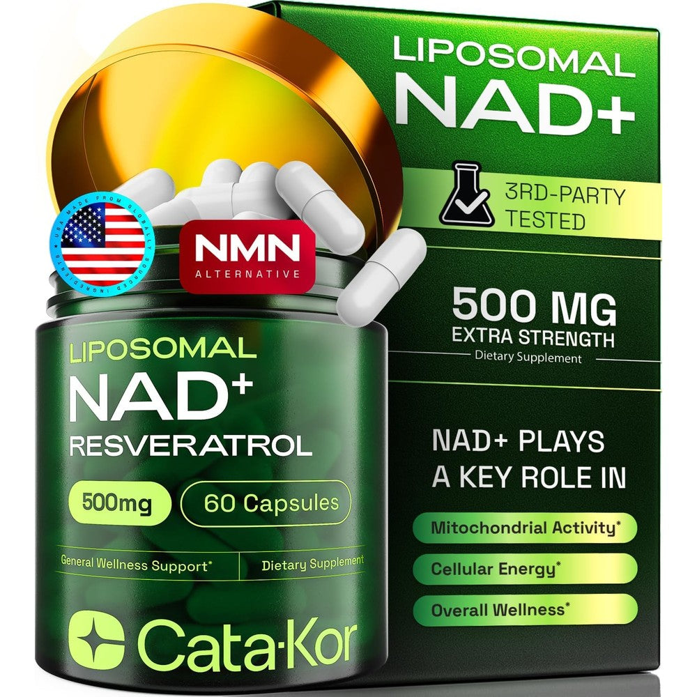 Cata-Kor Liposomal NAD+ Supplement with Resveratrol front bottle view