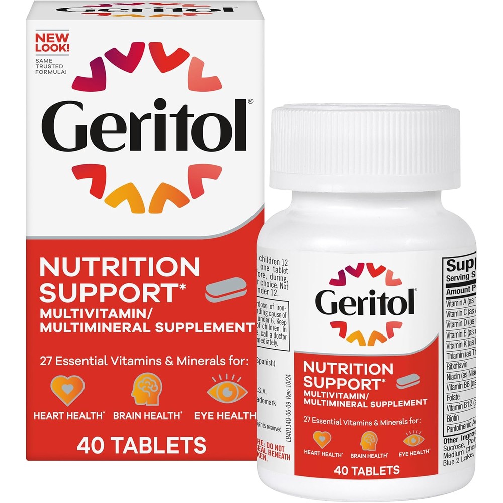 Geritol multivitamin supplement 40 tablets bottle for daily energy and nutrition