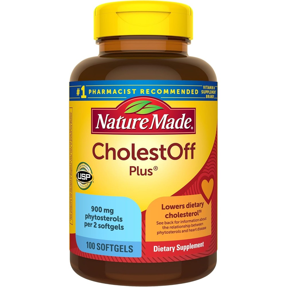 Nature Made CholestOff Plus 100 softgels front view bottle for heart health support