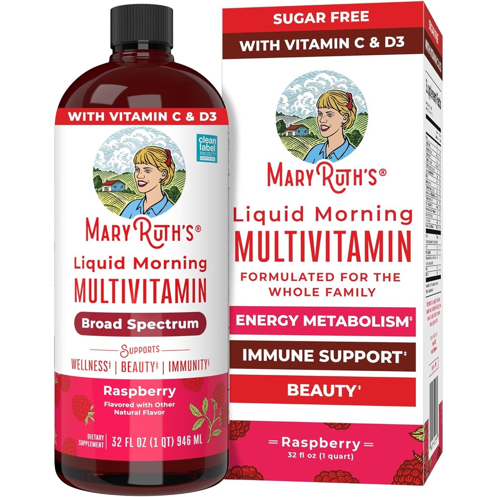 MaryRuth Organics Liquid Morning Multivitamin 32oz bottle for family wellness