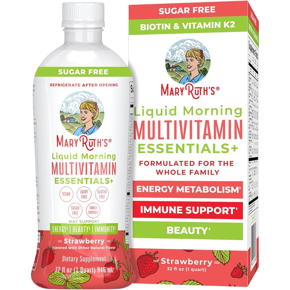 MaryRuth Organics Liquid Morning Multivitamin Essentials Plus bottle front view