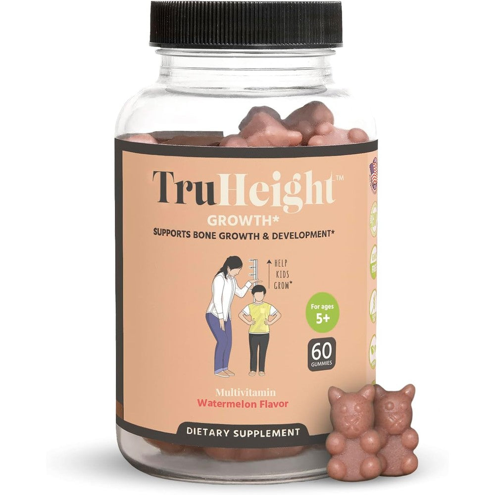 TruHeight Growth Multivitamin Gummies watermelon bottle front view