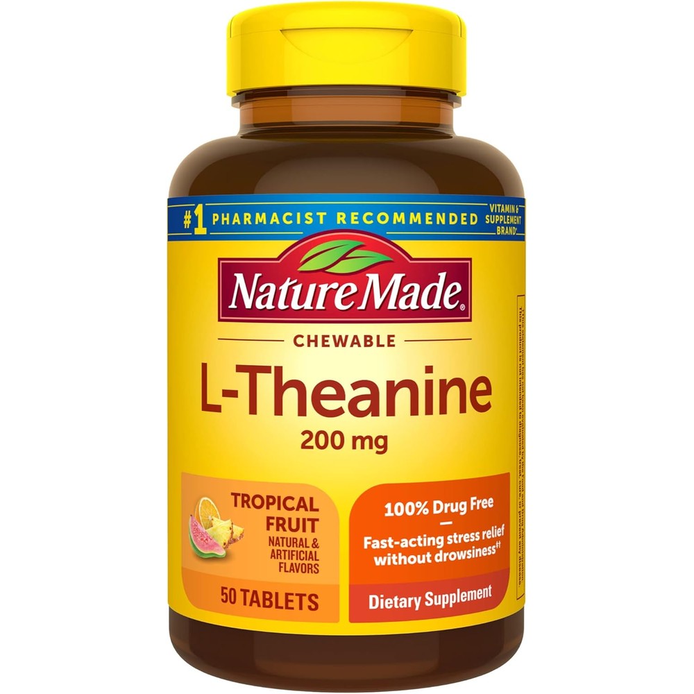 Nature Made Chewable L Theanine 200mg front bottle view