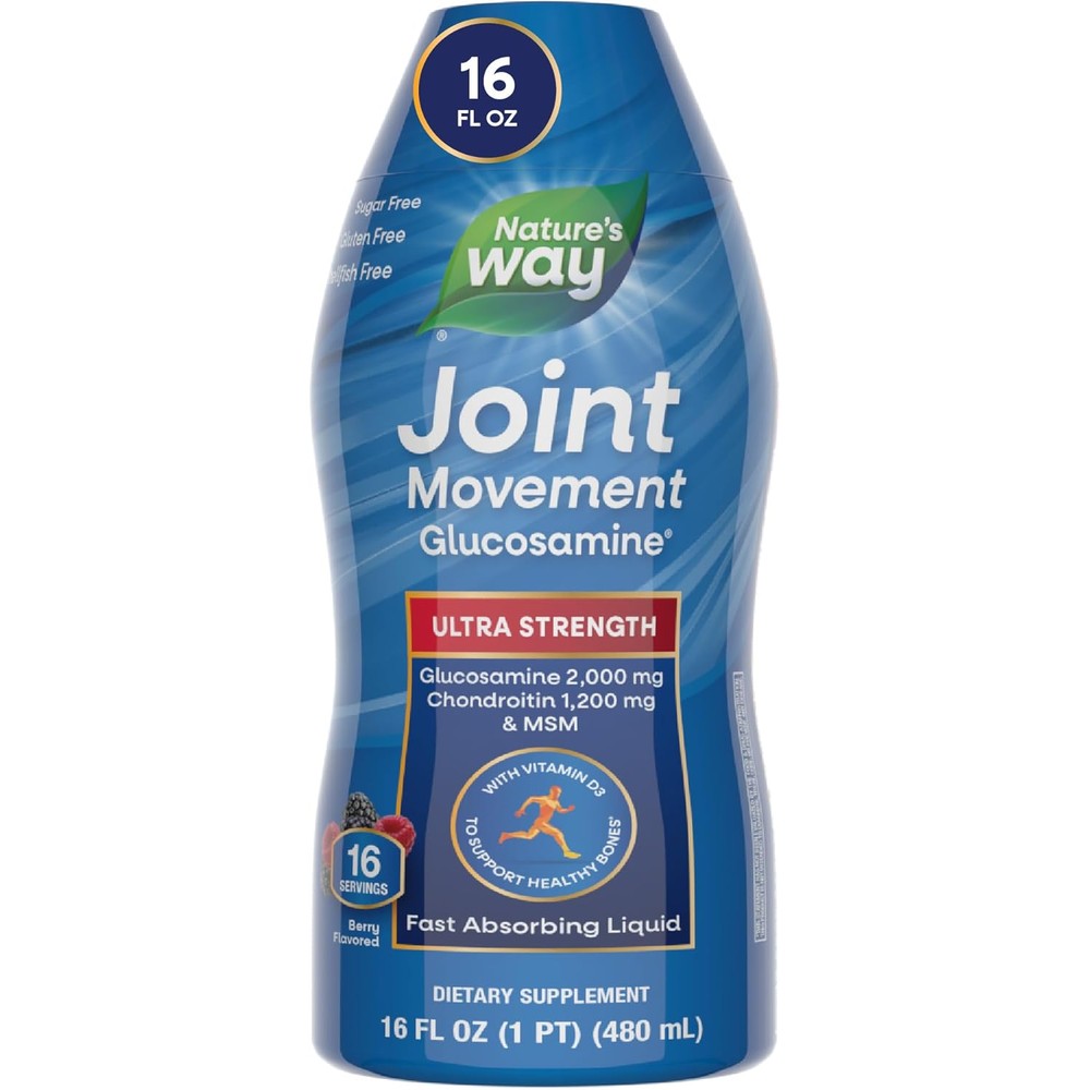 Nature's Way Joint Movement Glucosamine 16 Ounce front bottle view showing berry flavor