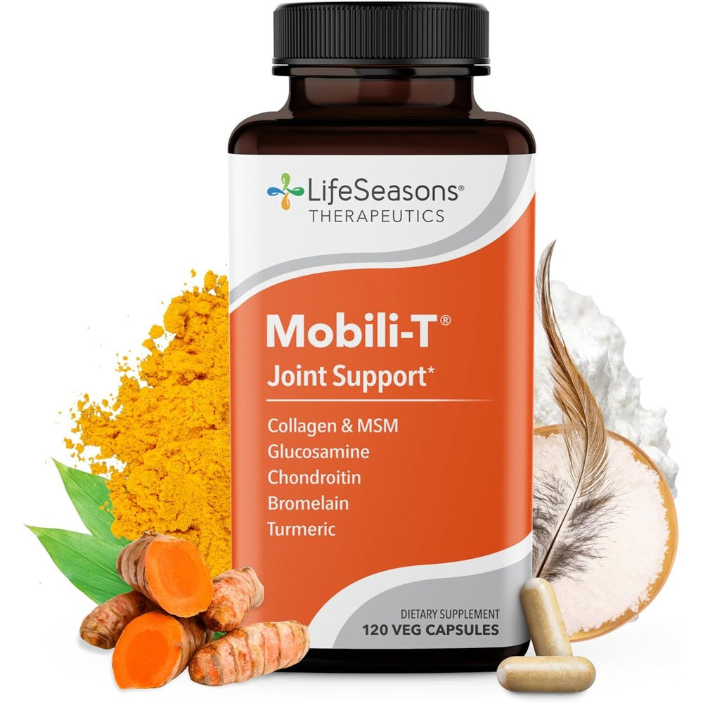 LifeSeasons Mobili-T Joint Support 120 vegetable capsules front view for mobility.