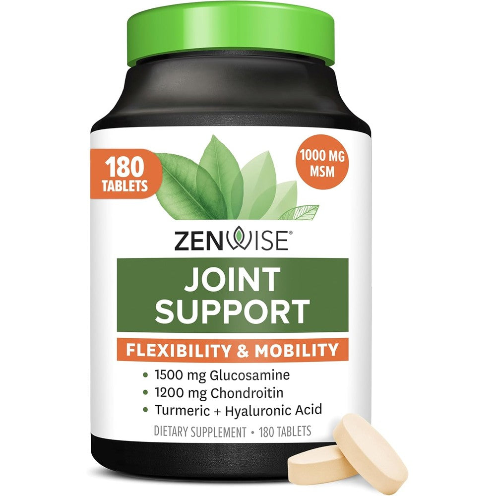 Zenwise Health Joint Support 180 count bottle front view for mobility.