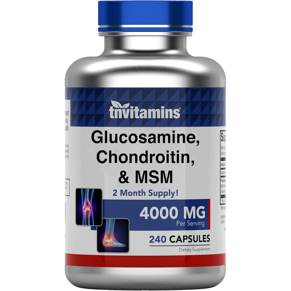 tnvitamins Glucosamine Chondroitin MSM 240 capsules front view joint support