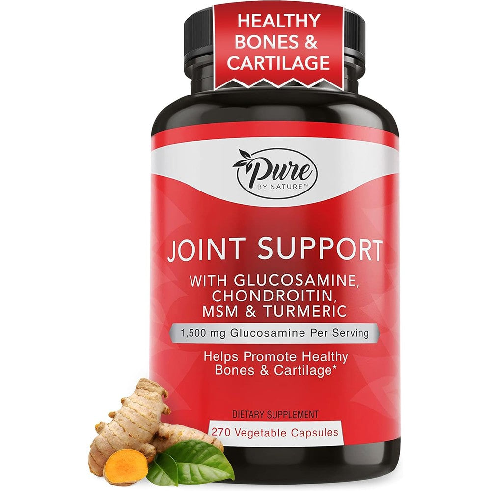 Pure By Nature Joint Support 270 capsules front bottle view for joint pain relief.