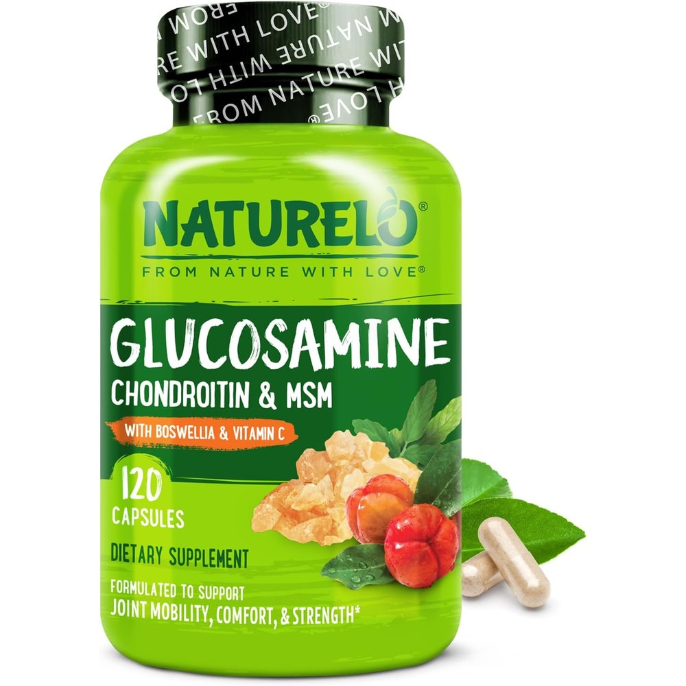 NATURELO Glucosamine Chondroitin MSM 120 Capsules front view joint health supplement