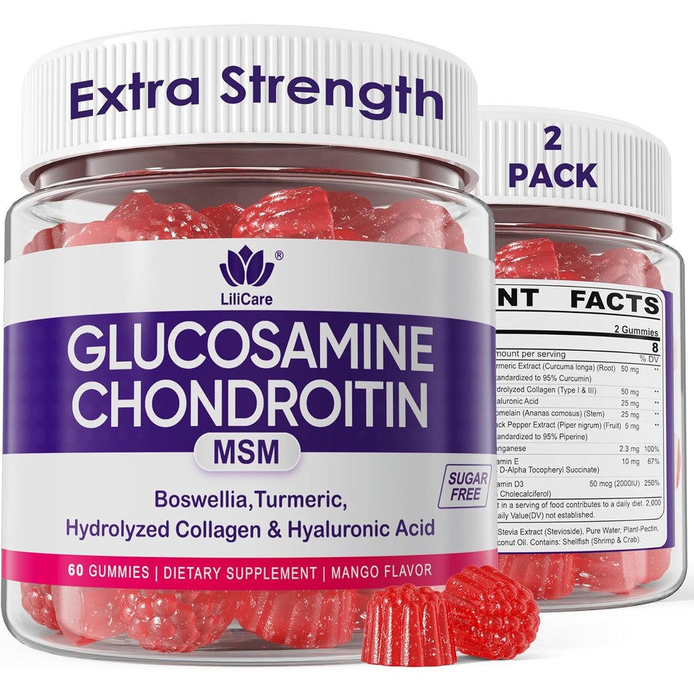 LiliCare Glucosamine Chondroitin sugar free gummies bottle front view