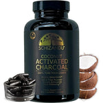 Schizandu Organics Activated Coconut Charcoal 210 capsules front view bottle for natural detoxification