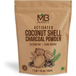 MB Herbals Activated Coconut Shell Charcoal Powder one pound pouch front view for deep cleansing facial masks
