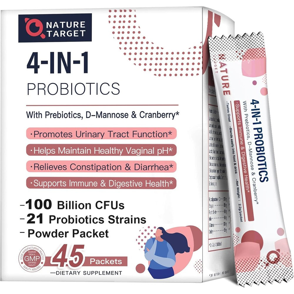 Nature Target Probiotics and Prebiotics for Women 100 Billion CFUs box front view