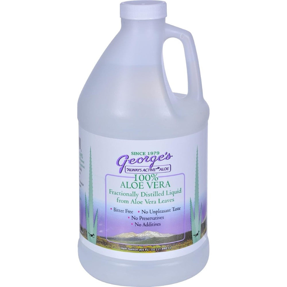 George's Always Active Aloe Vera 64 Fluid Ounce front view bottle for natural digestive health support