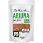 Dr. Herbalist Arjuna Powder front view of the resealable pouch for cardiovascular wellness.