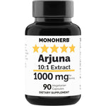 Monoherb Arjuna 10:1 Extract 1000mg front view bottle for premium cardiovascular health support.