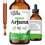 Wild and Organic Arjuna Bark Extract Tincture bottle front view for premium cardiovascular support.