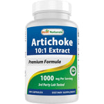 Best Naturals Artichoke Extract 1000 mg supplement bottle front view for liver health.