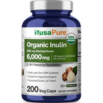 NusaPure Organic Inulin Capsules 200 count front label view prebiotic supplement