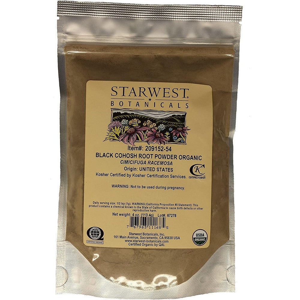 Starwest Botanicals Organic Black Cohosh Root Powder 4 Ounce front view