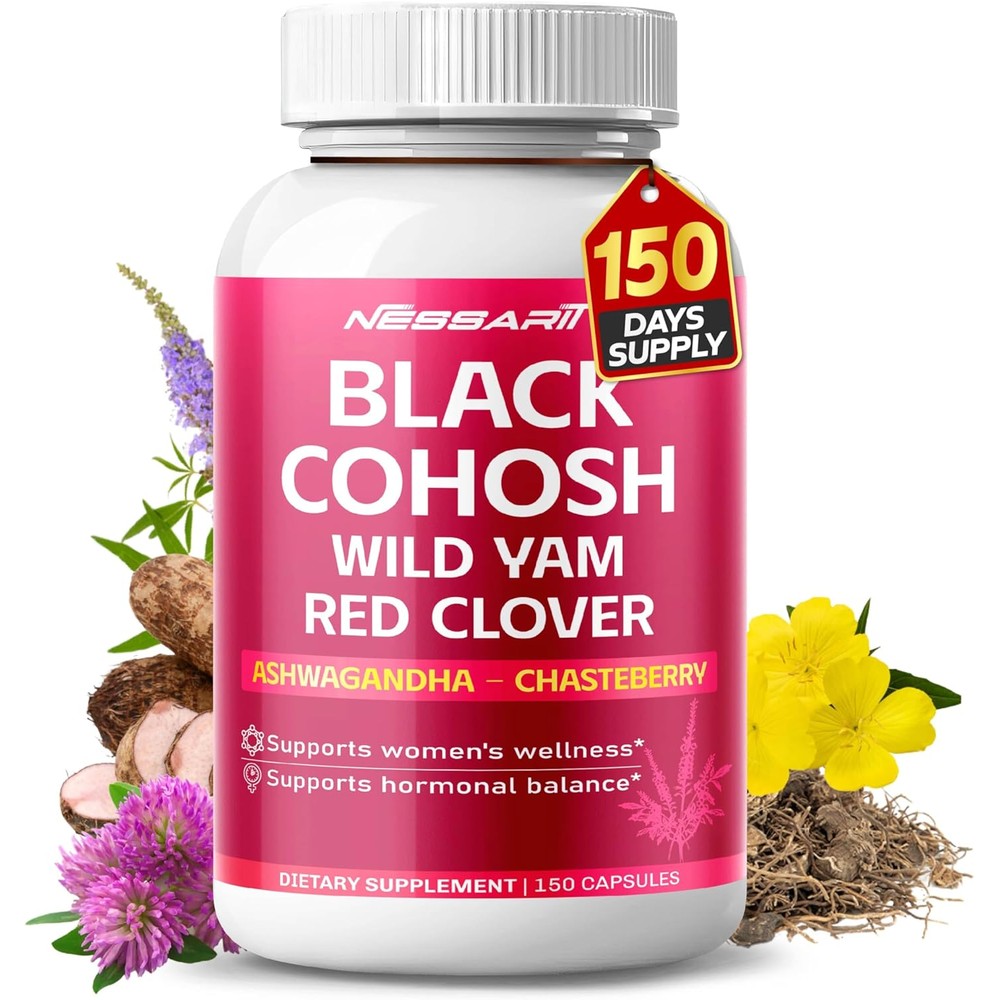Nessarit Black Cohosh 9600mg hormonal balance supplement bottle front view