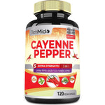Tenmido Cayenne Pepper 120 Vegan Capsules front bottle view for immune support