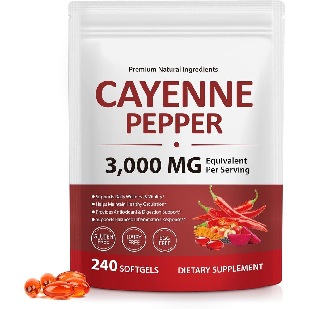 ZROGJBMK 12-in-1 Cayenne Pepper Softgels front view bottle for metabolism support