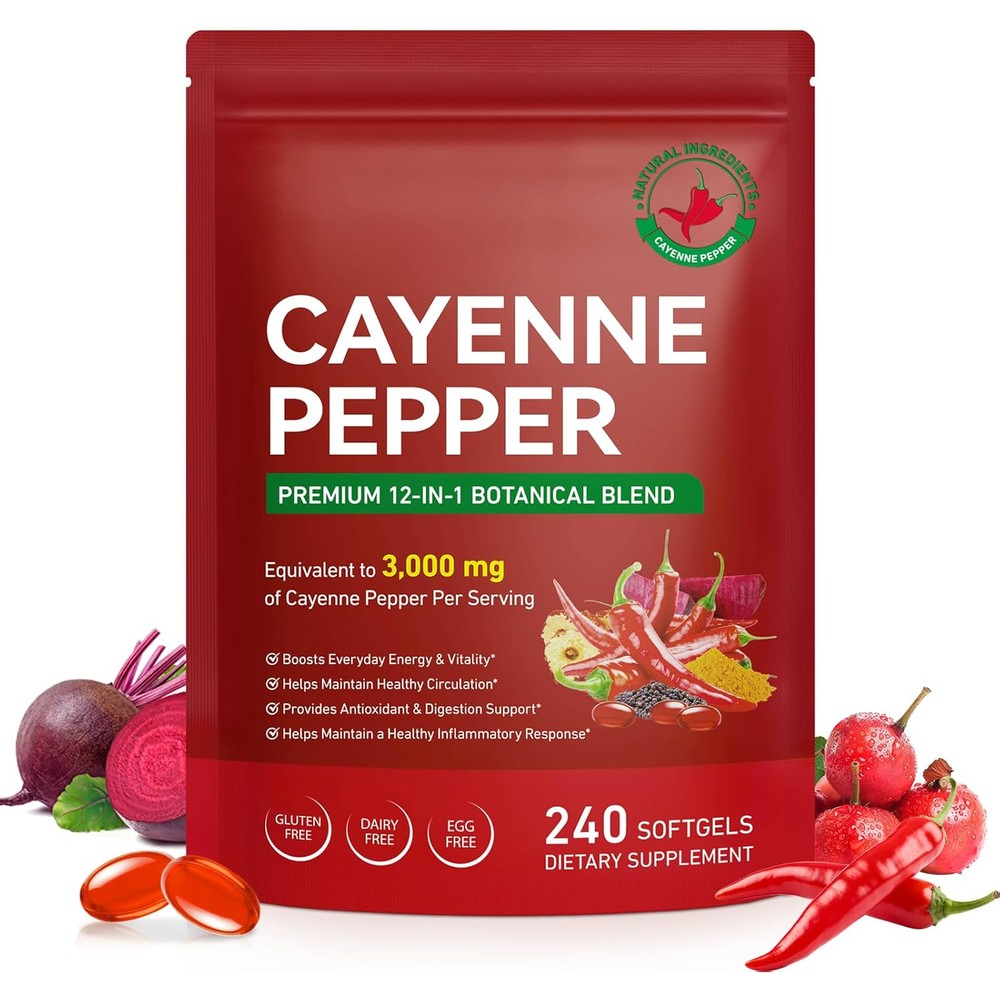 FANSHI 12-in-1 Cayenne Pepper 3000mg bottle front view showing supplement facts