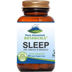 Pure Mountain Botanicals Natural Sleep Aid 60 vegan capsules front view bottle showing organic valerian root ingredients