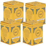 Harney and Sons Yellow and Blue tea front view of premium tins