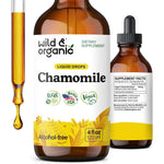 Wild & Organic Chamomile Flowers Tincture front view bottle for natural relaxation support.