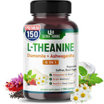 Ultra Herbs L-Theanine 6-in-1 Complex 150 capsules front view showing key ingredients