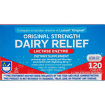 Rite Aid Lactase Enzyme Caplets 120 Count front packaging view for lactose intolerance relief.