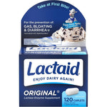 Lactaid Original Strength Lactase Enzyme Supplement 120 Caplets front packaging view