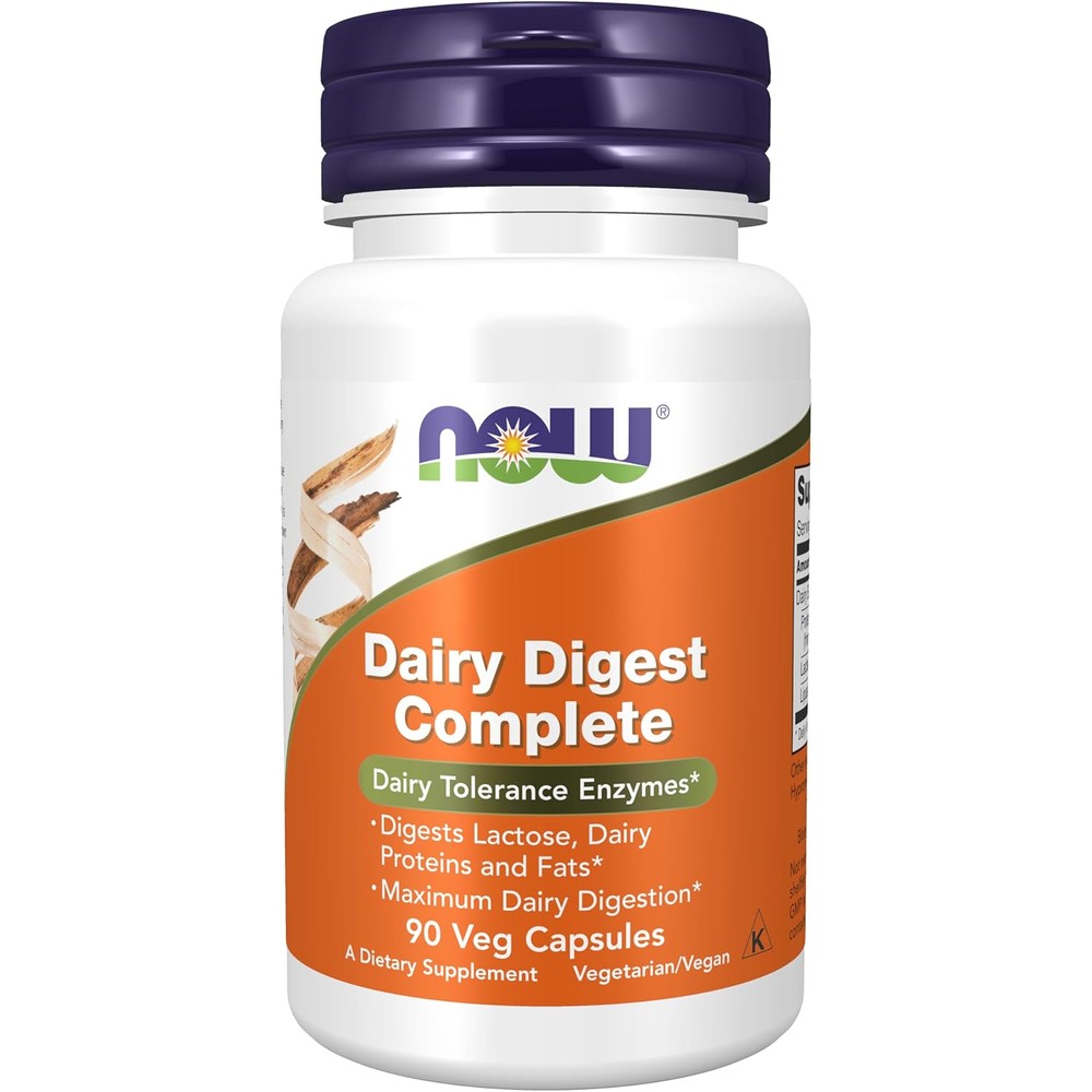 Now Foods Dairy Digest Complete front packaging view for dairy tolerance support
