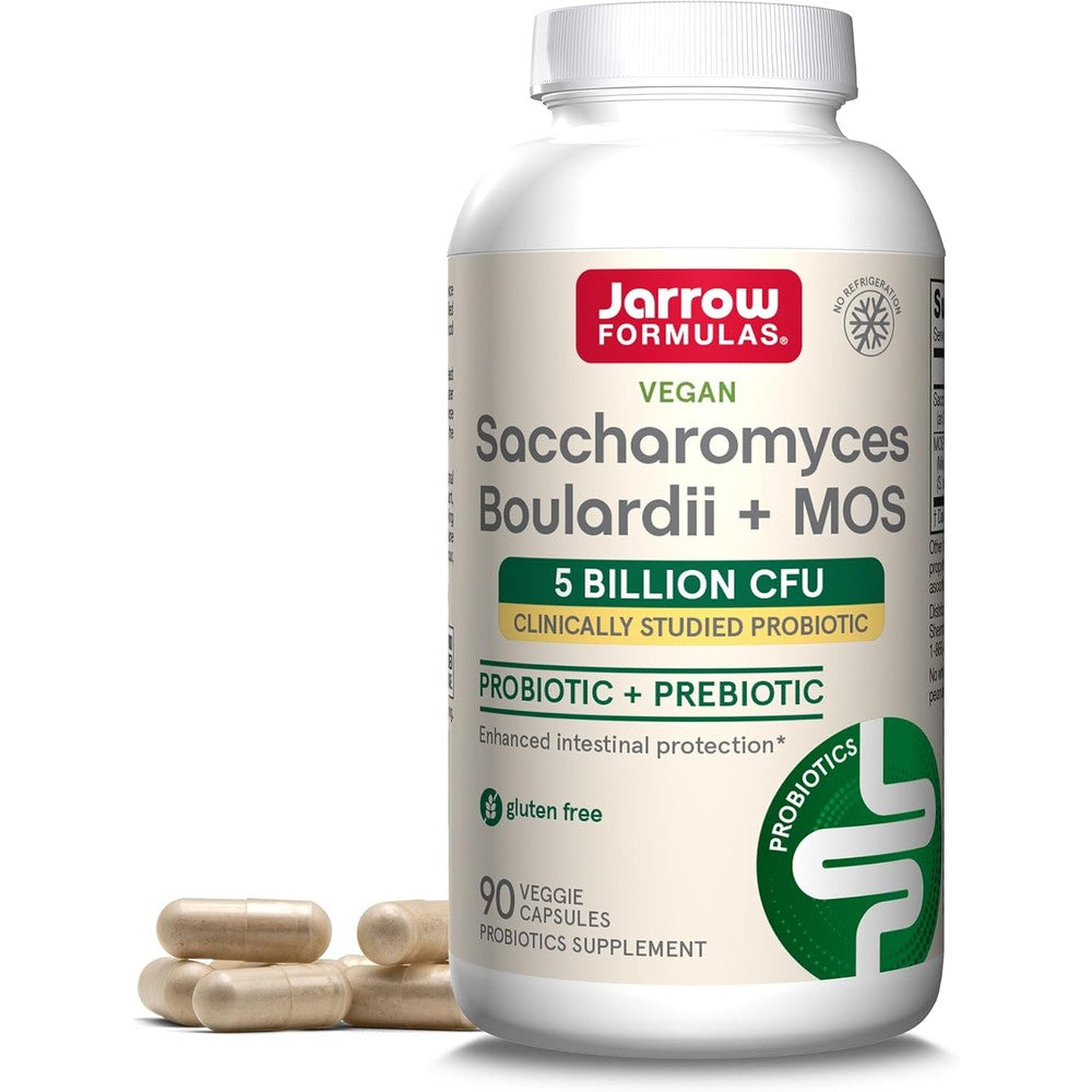 Jarrow Formulas Saccharomyces Boulardii Plus MOS 90 veggie capsules front bottle view