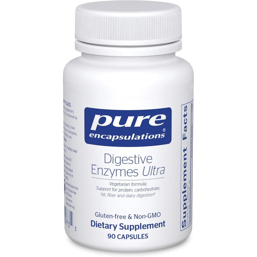 Pure Encapsulations Digestive Enzymes Ultra 90 capsules front bottle view premium vegetarian gut health supplement