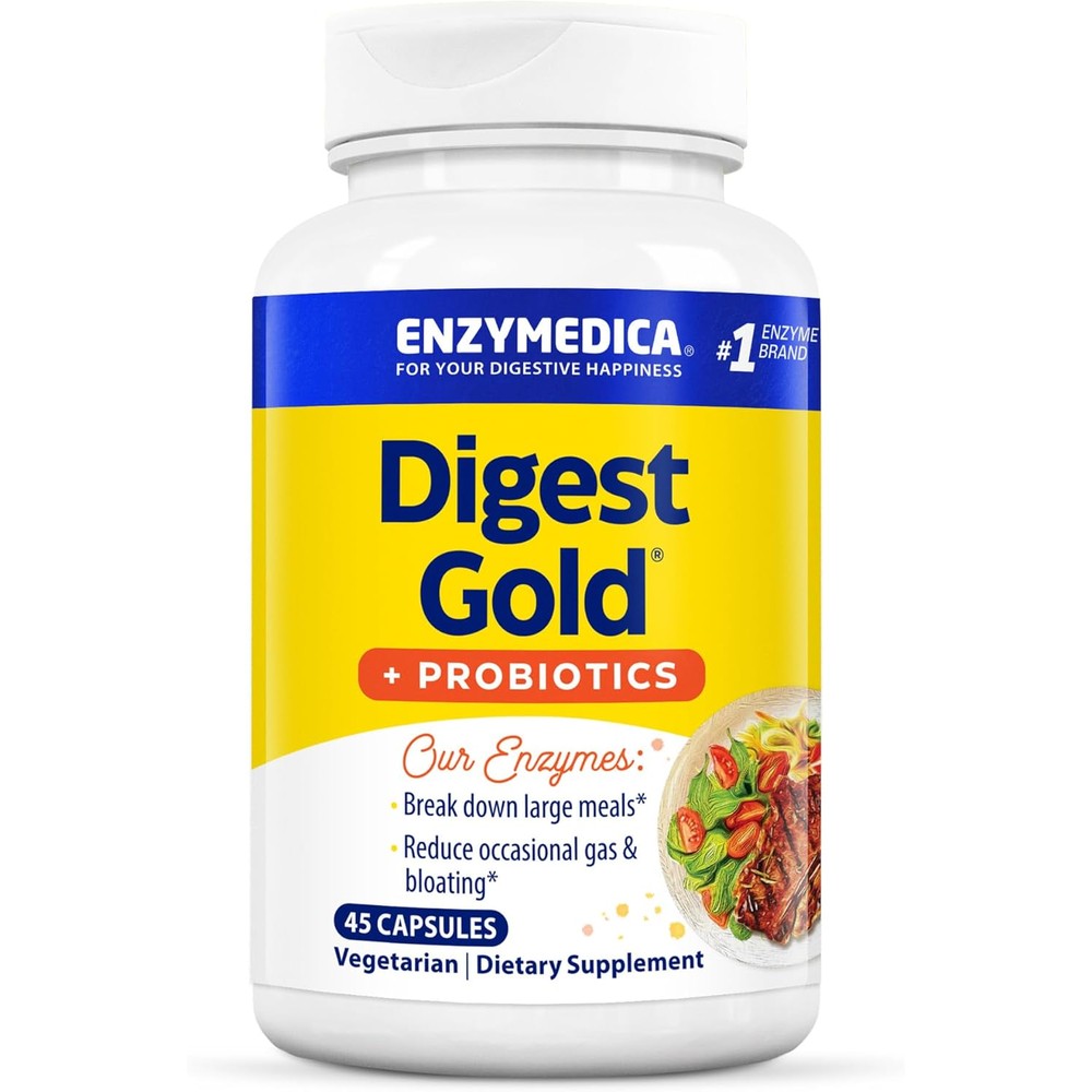Enzymedica Digest Gold Plus Probiotics front bottle view for Indian gut health supplement shoppers.