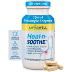 HEAL-N-SOOTHE Proteolytic Enzyme 90 capsules bottle front view for joint support
