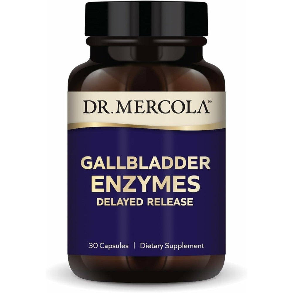 Dr. Mercola Gallbladder Enzymes 30 capsules bottle front view showing clean packaging for digestive health support.