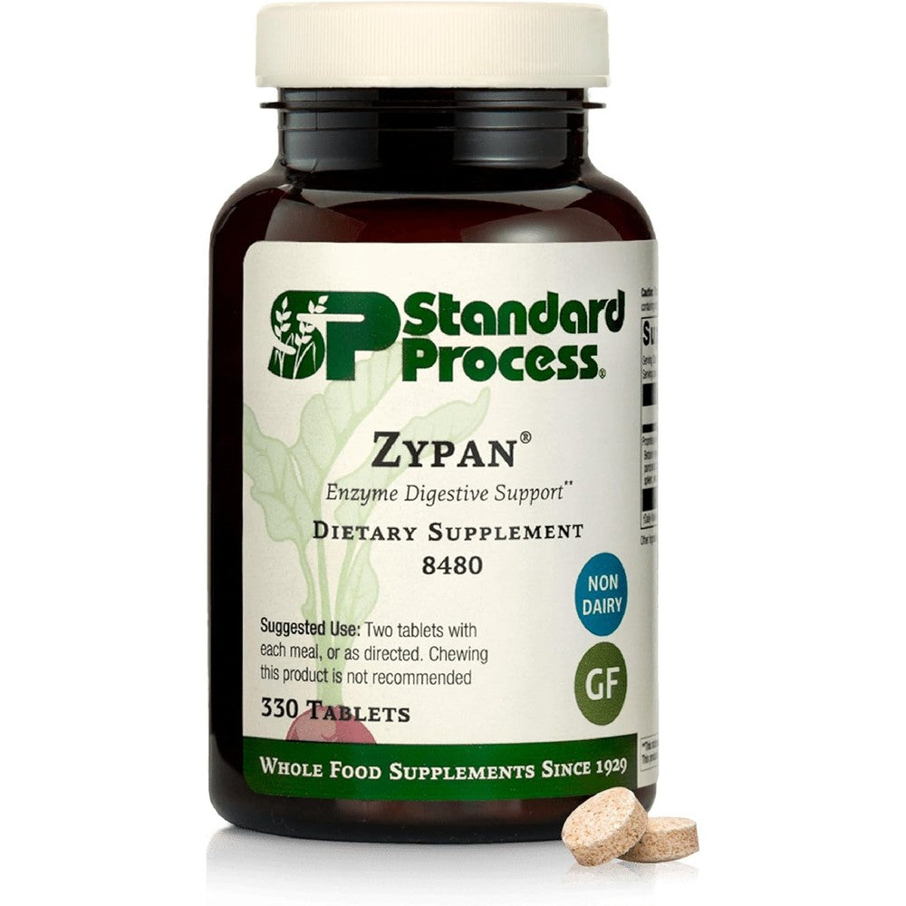 Standard Process Zypan digestive support supplement front bottle view for gut health.