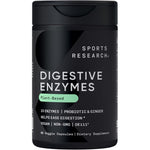Sports Research Plant Based Digestive Enzymes front view of 90 veggie capsules bottle for gut wellness