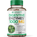 Wholesome Wellness Digestive Enzymes 1000mg 180 capsules front view bottle packaging