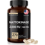 Zenavea Nattokinase supplement bottle front view showcasing cardiovascular health benefits.