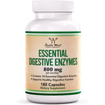 Double Wood Supplements Digestive Enzymes 180 capsules front view bottle showing 800mg label