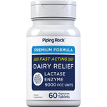 Piping Rock Dairy Relief Lactase Enzyme ninety milligram sixty tablets front bottle view