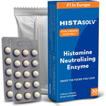 Medagel HISTAsolv Extra Strength 30 tablets front box packaging for histamine food intolerance
