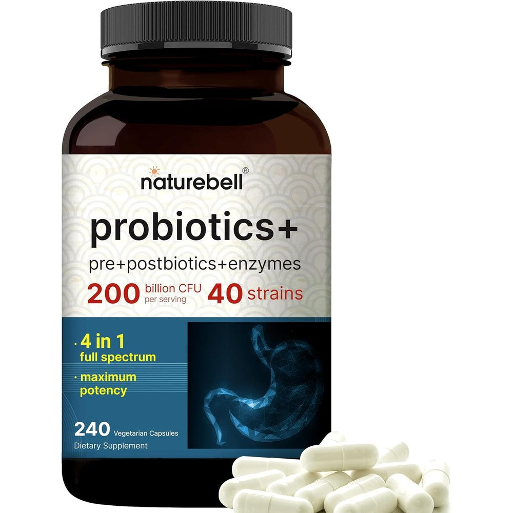 NatureBell Probiotic 200 Billion CFU bottle front view showing authentic USA packaging